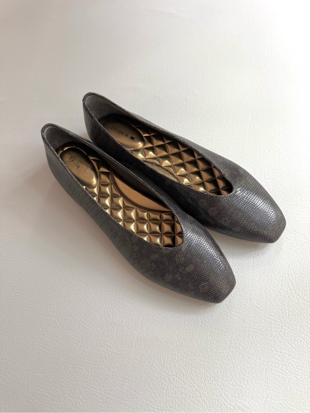 Birdies The Crane Brown Espresso Snake Embossed Ballet Flats Shoes size 9